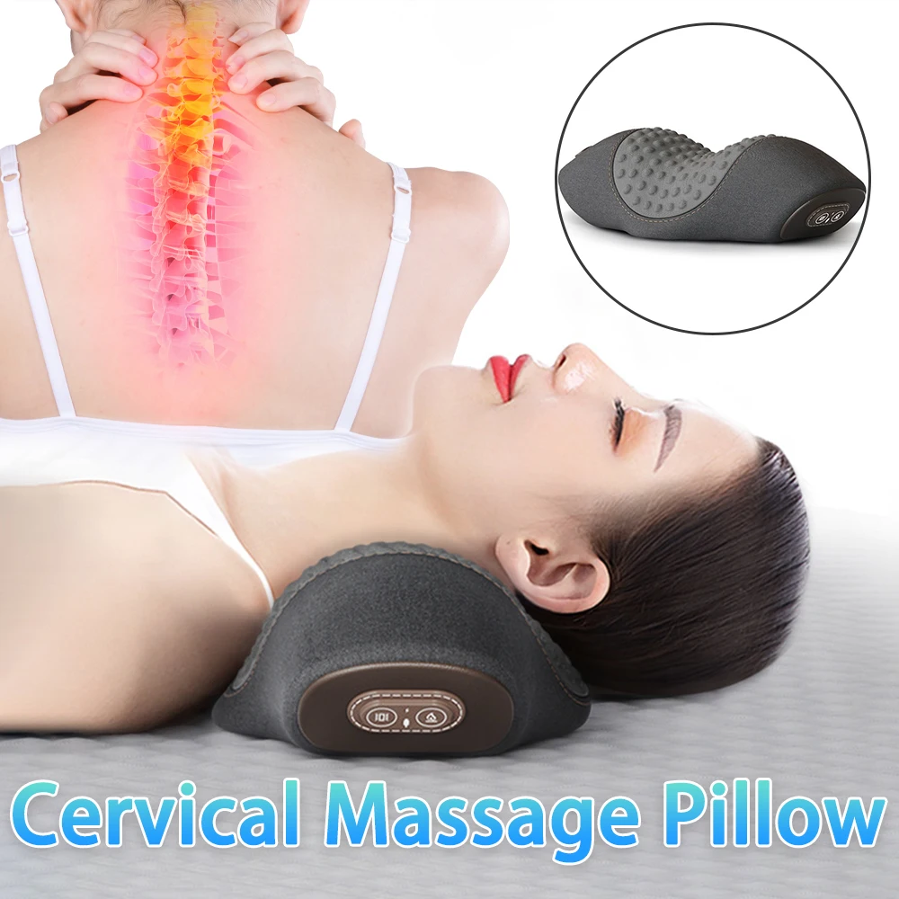 

Electric Massage Pillow Cervical Massager Spinal Traction Device Shoulder Neck Massage Pillow Vibration Hot Compress Health Care