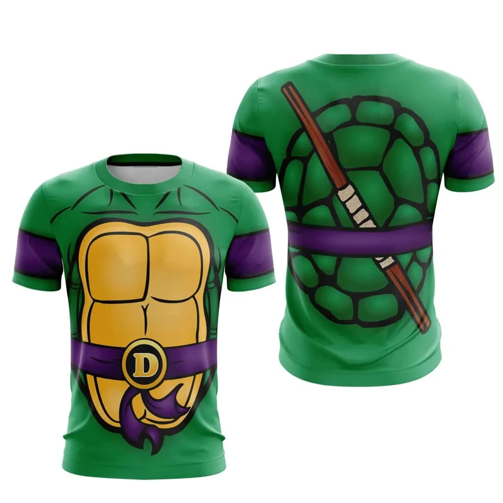 Camiseta con estampado de doble cara de las Tortugas Ninja, cuatro hermanos, estampado especial impreso en 3D, serie Bandai, ropa de juego de rol para niños/adultos