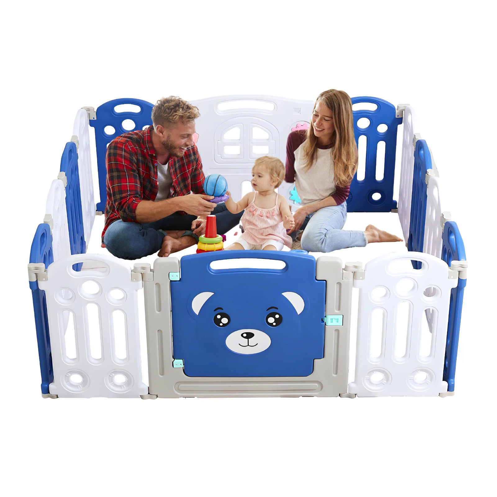 

Foldable Playpen , Adjustable Shape Fence, Safety Play Yard with Gate, Portable Play Area for Indoor or Outdoor