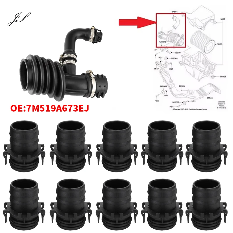 

10pcs Car Air Filter Flow Intake Hose Pipe Connect 7M519A673EJ 7M519A673EH For Ford Focus 1.6 TDCi MK2 C-MAX OLVO C30 S40 II V50