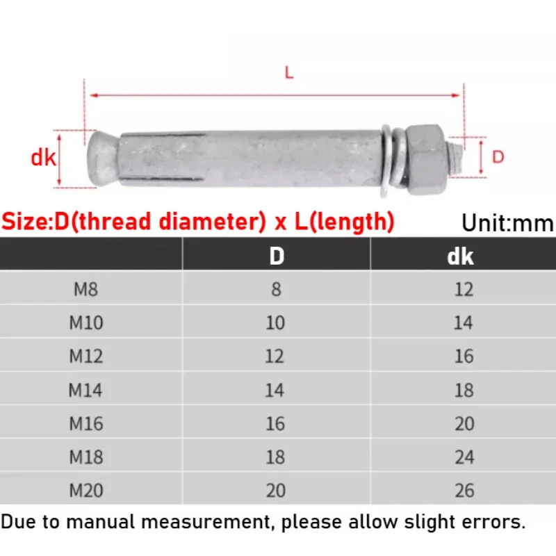M8~M20 Hot Dip Galvanized Expansion Screws/National Standard Expansion Bolts/Explosion-Proof Screws Length 60~200mm