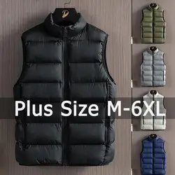 Vest Jacket Winter Men Plus Size 4XL 5XL 6XL Warm Sleeveless Jackets Zipper Vest Coat Autumn Stand-up Collar Casual Waistcoat