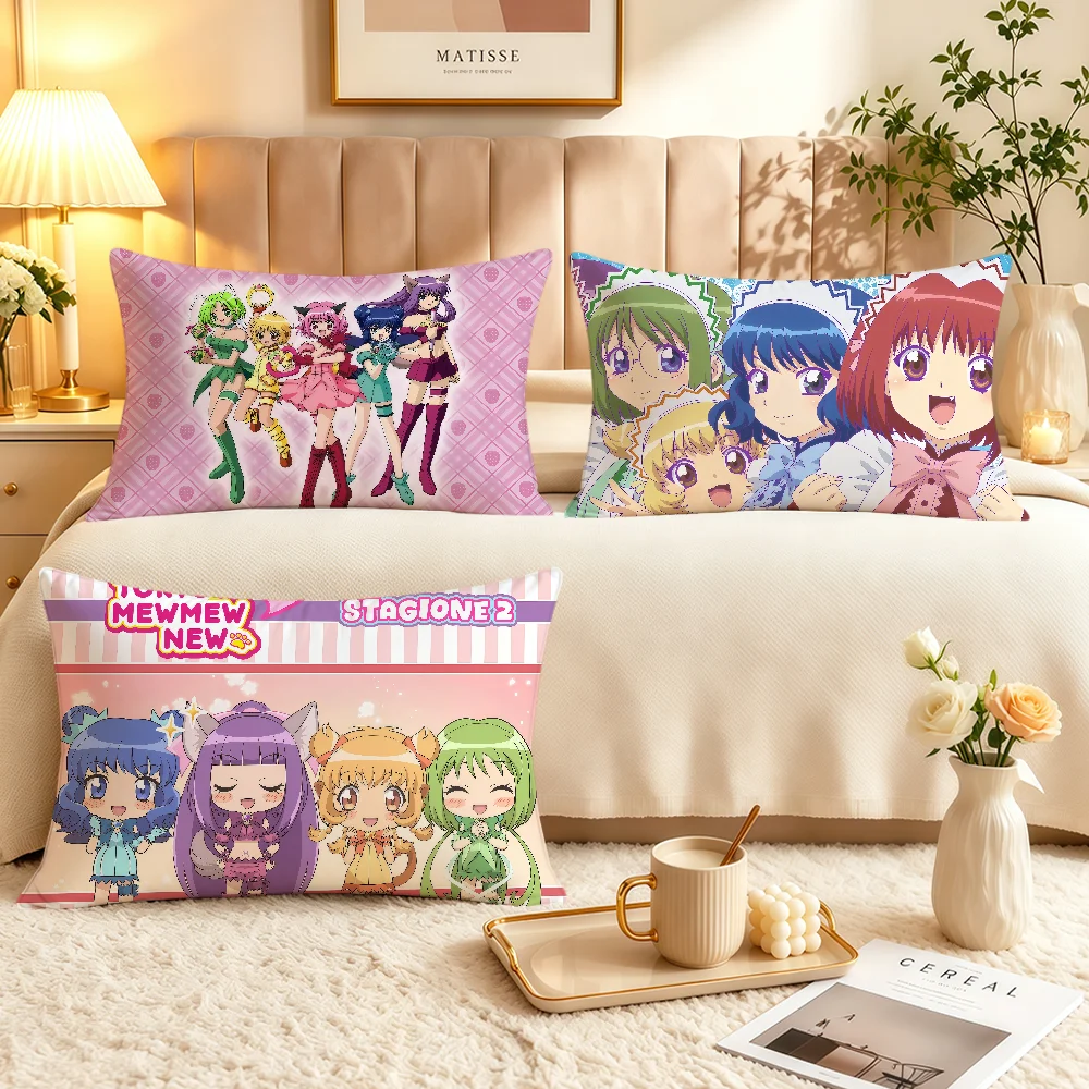 Cartoon Kawaii Tokyo Mew Mew Cushion Cover Soft Rectangle Pillowcover Home Sofa Living Room Decor Dorm Bed Hogar Pillowcase Gift
