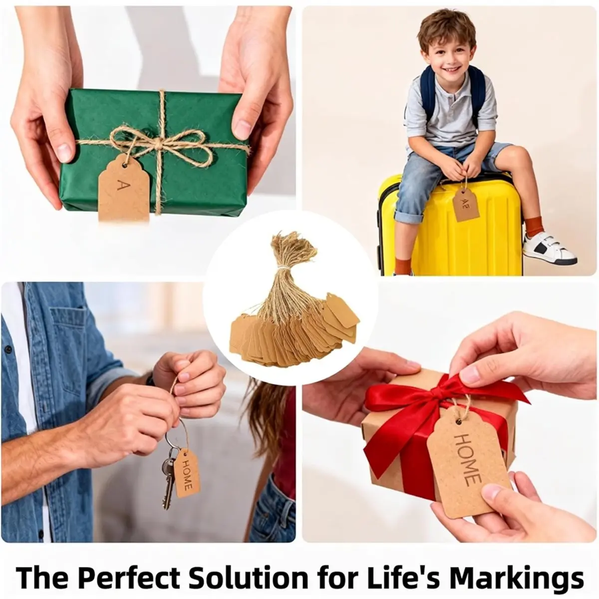 600 PCS Small Price Tags with String Attached, Brown Blank Hang & Gift Tags for Clothing Jewelry Retail Yard Sale Tool