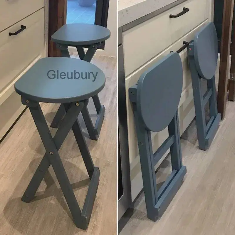 NordicComfortable Portable Bar Stool Nordic Modern Wood High Tripod Chairs Foldable Minimalist FurnitureFurniture