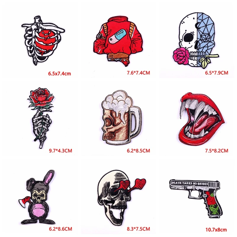 Parches termoadhesivos punk llama calavera para chaquetas mezclilla - imagen 5