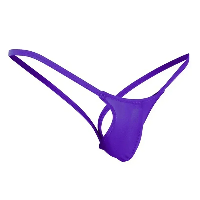 1pc Men's Fashion Solid Color Sexy G-strings Low-rise Pouch T-back Thongs Underwear Soft Bikini Briefs Man Panties Lingerie