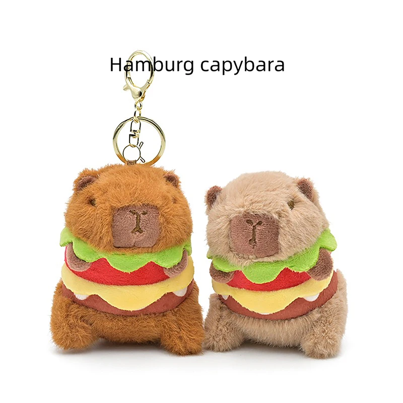 Cute Capybara Plush Key Chain Cartoon Water Porpoise Mouse Crossdressing Burger Doll Pendant Car Keyring Backpack Decor