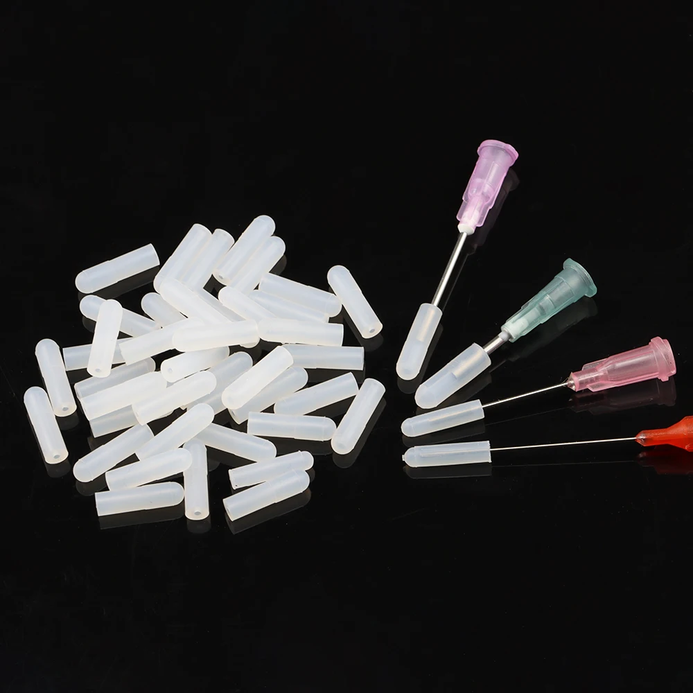 50/100/200pcs Dispensing Needle silicone cap glue needle Protective Cover Syringe Needle Prevent Glue From Solidifying