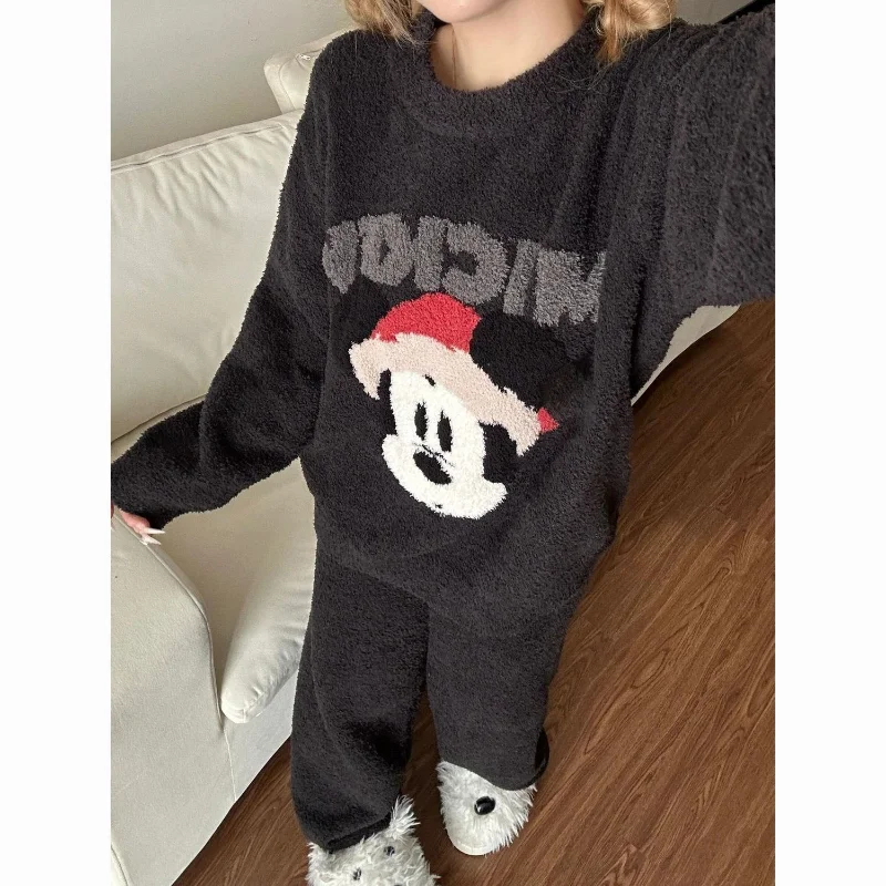 

Пижамный комплект с принтом Микки для всей семьи для женщин, весенне-осенние брюки с длинными рукавами и героями мультфильмов, одежда для сна, повседневная одежда для дома, домашняя одежда, наряд