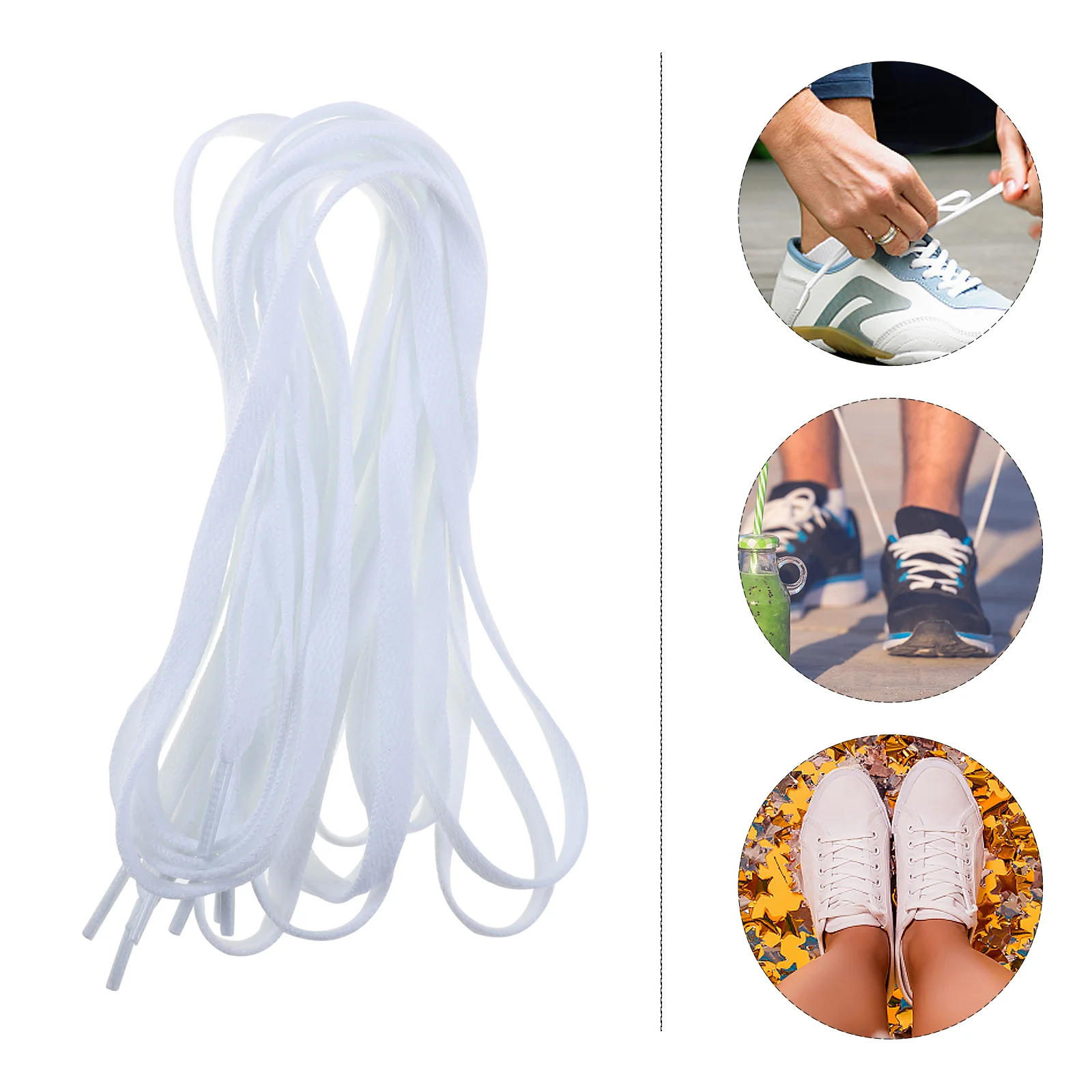 

2 Pairs Flat Shoelaces Practical Shoes Strap Causal White Single Layer Casual Polyester Versatile Simple Child