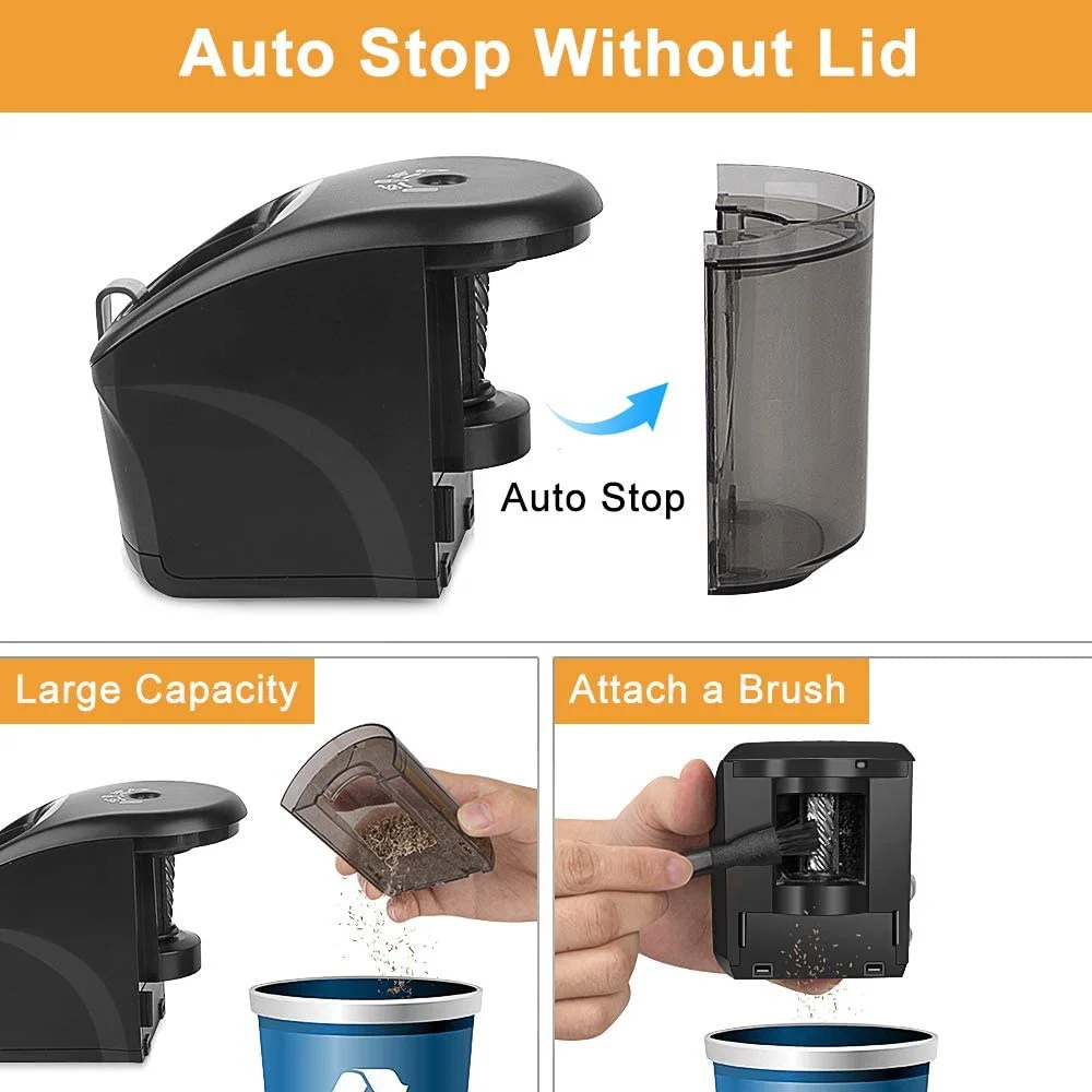 Electric Pencil Sharpener Power Adapter(Include) Battery Operated  with  Holder School Supply for Classroom