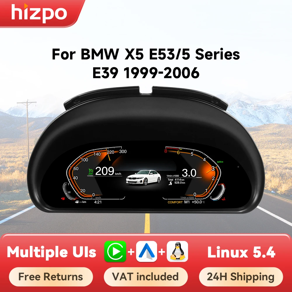 Hizpo Für BMW X5 E53 / 5er Serie E39 1999-2006 Digitales Cluster LCD-Armaturenbrett Virtuelles Cockpit Plug&Play