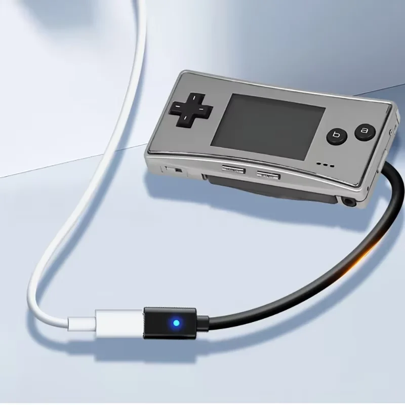 10CM Black USB Type C Charging Adapter with LED Indicator Light (Non-PD) for Gameboy Micro GBM Console