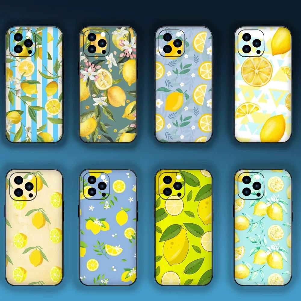 Summer Fruits Lemon Phone Case For Samsung S24 S23 S22 S21 S20 Plus Ultre Note S20 FE Black Case