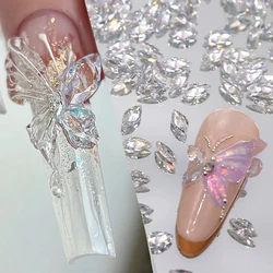 Mini Ice Rhinestone 50pcs/pack Nail Charms Making Butterfly Wing Special-shaped Color Non Flat Bottom Crystal DIY Decorations