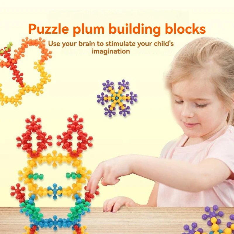 Plum Building Blocks 3D Rotating Snowflake Three-dimensional Assembly Plastic Assembly 3-8 Years Old Children Educational Toys