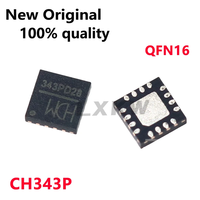5-100PCS New Original CH343P QFN16 Silk-screen 343P USB to high-speed serial port chip In Stock