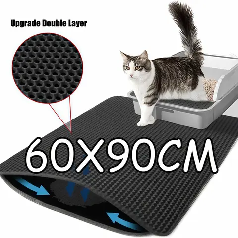 60CMX90CM 고양이 쓰레기 매트 방수 더블 레이어 애완 동물 쓰레기 상자 매트 애완 동물 화장실 고양이 매트 미끄럼 방지 모래 고양이 빨 매트 애완 동물 청소