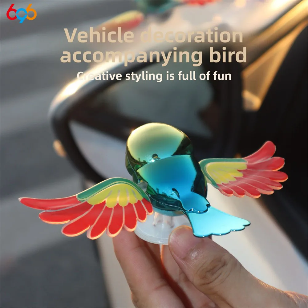 New Accompanying Birds With Movable Wings Cars Motorcycles Electric Bikes Decorations Decompression Toys Helmets Ornaments