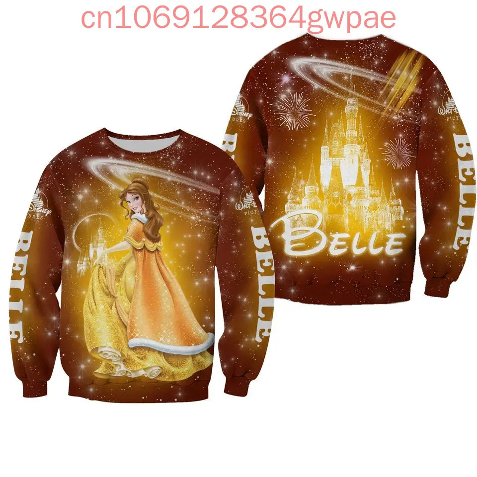 Beauty and the Beast Christmas Sweater Men\'s Women\'s 3d Print Ugly Sweater Disney Belle Princess Ugly Christmas Sweater Tops