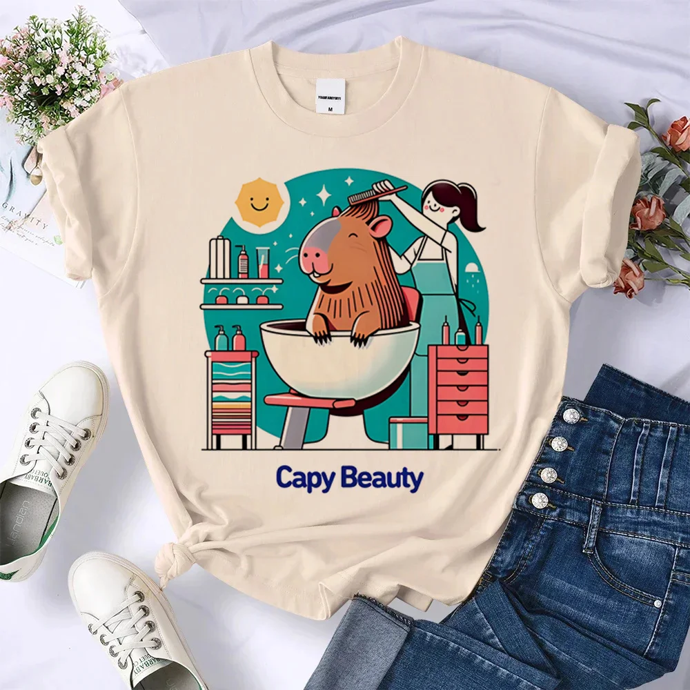 Capybara t shirt women Japanese harajuku funny Tee female 2000s comic graphic clothes