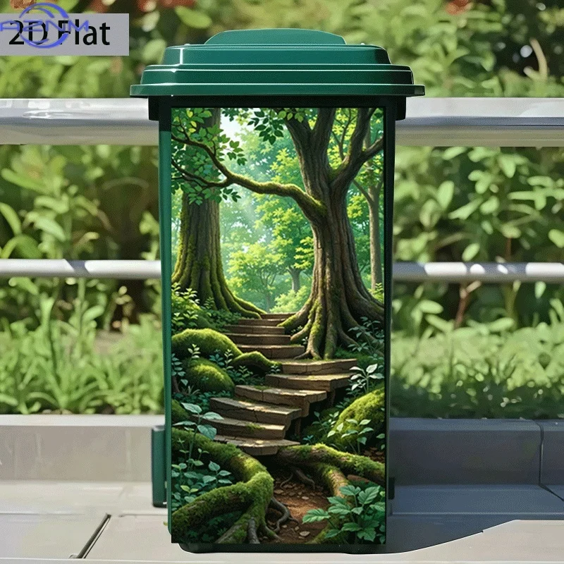 2D Flat Printing 1pc Trash Can Sticker, 