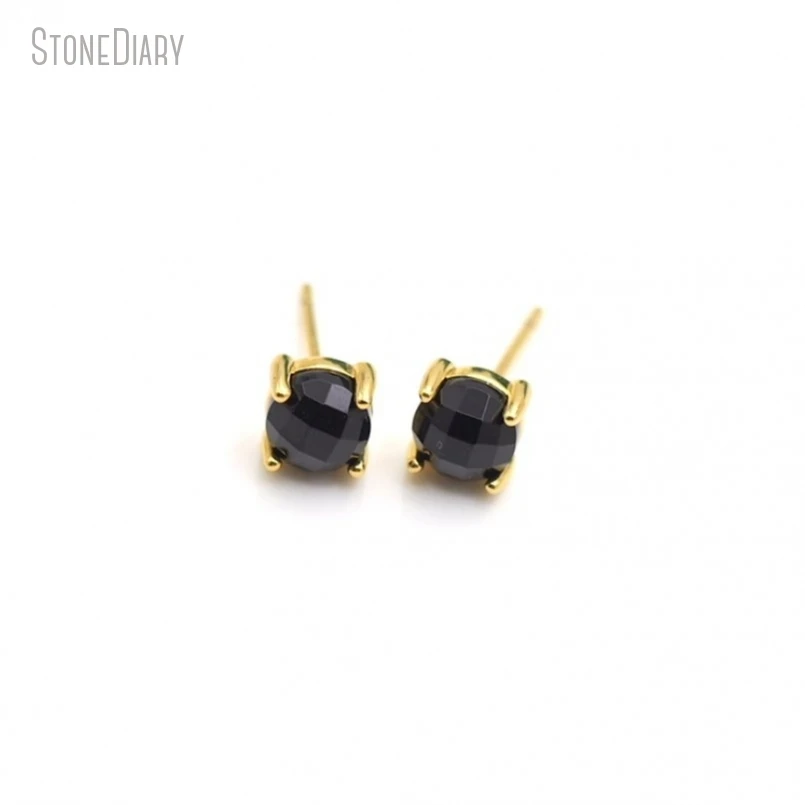 

5Pcs Wholesale Round Coin Shape Circle Black Gold Color Copper Onyx Earring ER50578