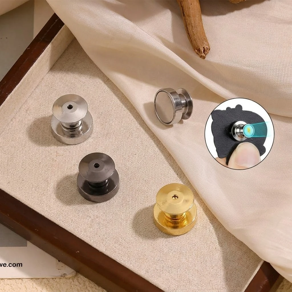 10 Stück Magnetische Broschen-Verschlüsse Metall-Verschlussnadeln Sicherungsverschlüsse für DIY Broschen Abzeichen Schmuckherstellung – Detail 1