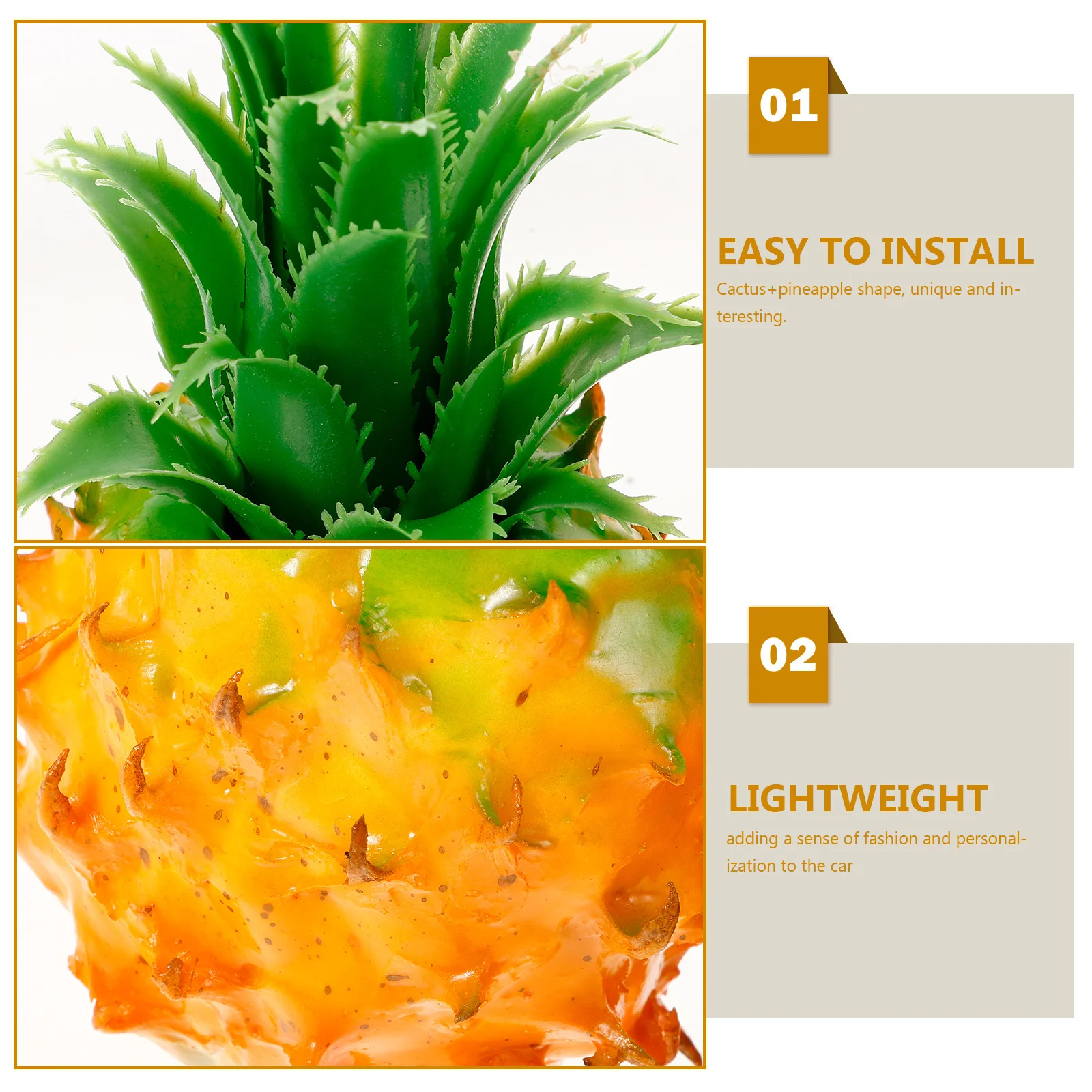 

2Pcs Car Antenna Topper Pineapple Style Durable Waterproof Auto Mirror Dangler Exterior Decorations Compatible with Most Car