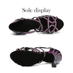 DKZSYIM SEXY LATINO Dance shoes for women, shiny rhinestones, soft background, ballroom, girls, tango, jazz, party, parsley, wedding 8 Main sales boot brightness - №6