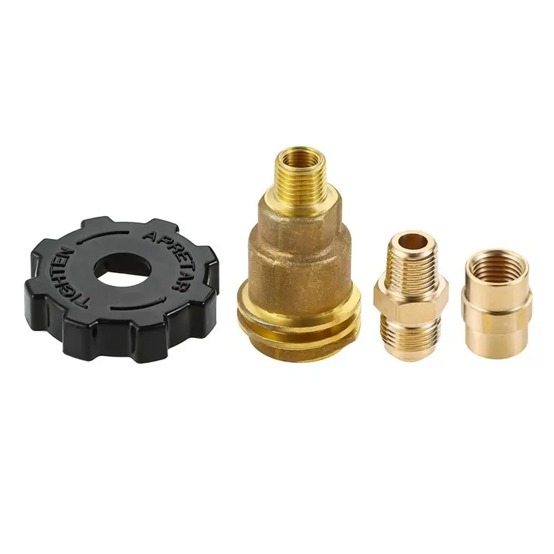 [NEW!A08R】 3 Pack QCC1 Nut Propane Tank Cylinder Adapter, Brass 1/4 Inch NPT Male, 3/8 Inch Flare X 1/4 Inch Male Pipe Fitting