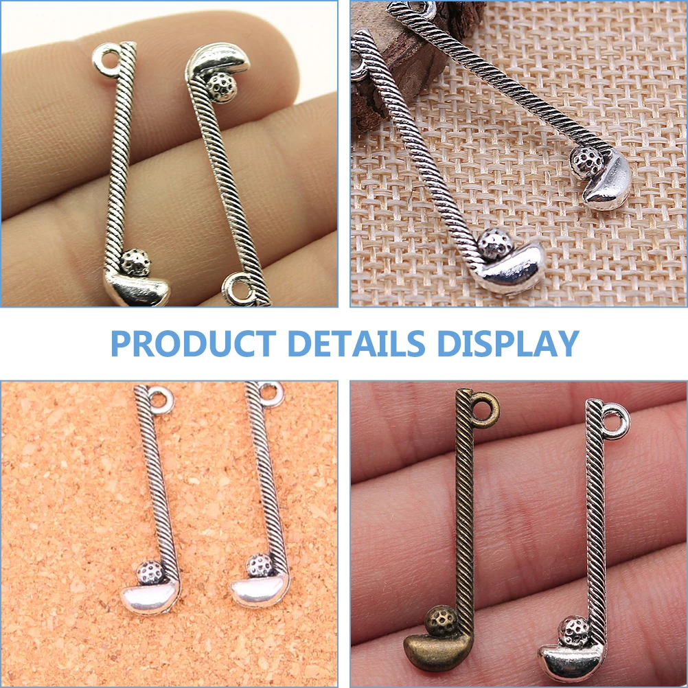 

100pcs Golf Pendant Silver Themed Pendants Keychain Hanging Ornament Bracelet Making Alloy Durable Jewelry Crafts Necklace DIY