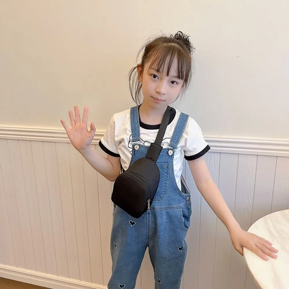 Cute Solid Color Children's Chest Bag Nylon Casual Crossbody Shoulder Bag Waist Storage Pouch Children