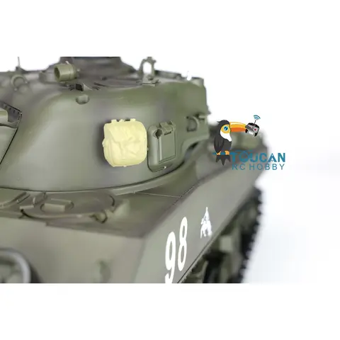 헝롱 1/16 RC 탱크 M4A3 셔먼 RTR 모델 3898 – 배럴 리코일 기능 포함, 야외 전투 장난감 (남아용) TH17666-SMT7