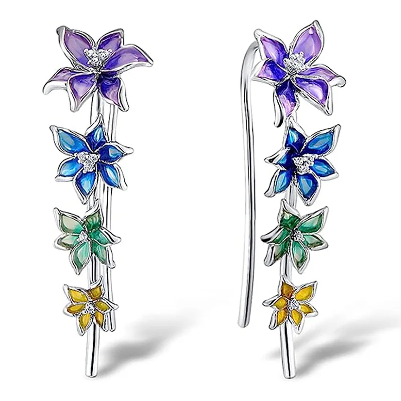 2024 New Fashionable Flower Bellflower Earrings for Women Lily Blossoms Sweet and Exquisite Fashion Jewelry Accessories