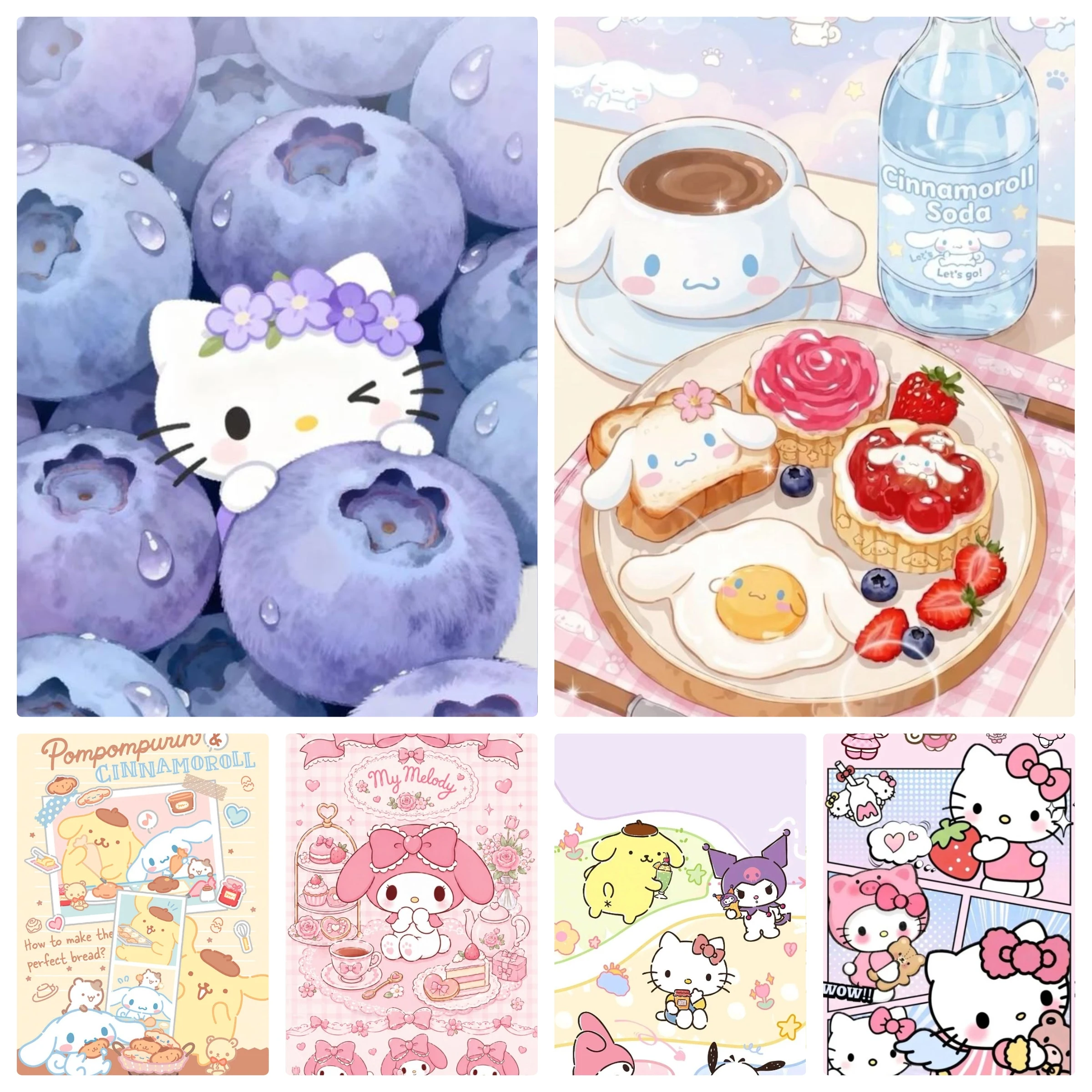 5D DIY Diamant-Malerei-Set Sanrio Friends Charaktere Kunst Vollbohr-Strass-Mosaik Wanddekoration Bastelset Geschenk für Zuhause