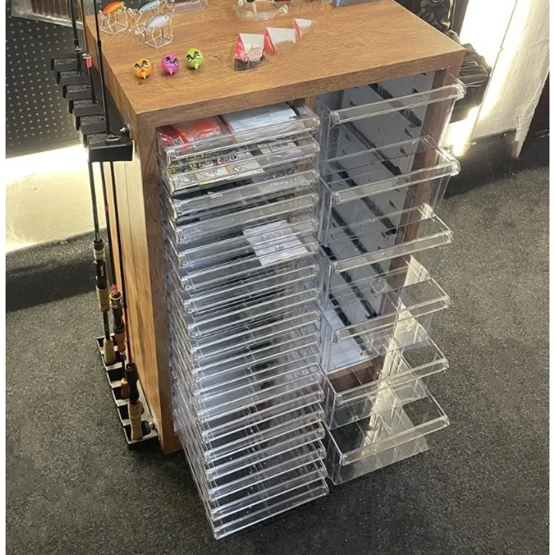 Fishing rod storage rack storage cabinet, bait box storage fishing gear display cabinet