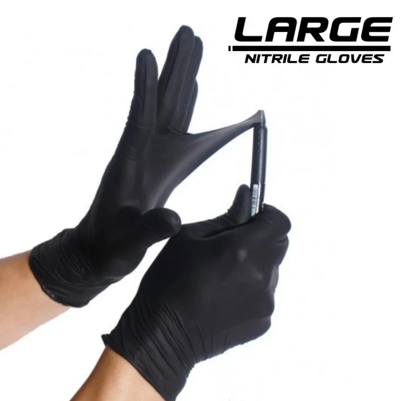 4Mil Black Nitrile Gloves Disposable Non-Sterile Textured Industrial Gloves for Auto Mechanic Household Cleaning Kitchen Tattoo