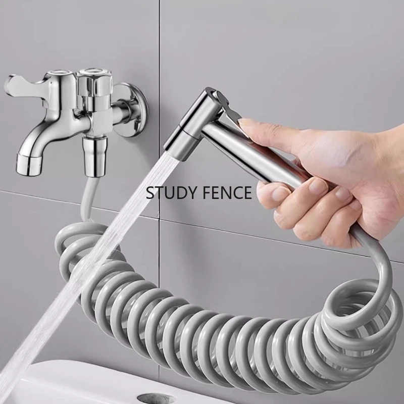 1 Set Stainless Steel Water Nozzles+2M/3M/5M Pipes Faucet Water Divider Hardware Accessories Washing Machine Water Dispenser