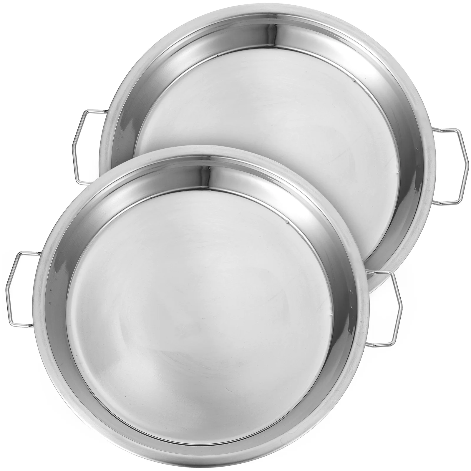 

2 Pcs Ear Steaming Plate Stainless Steel Plate Stainless Steel Kitchen Dish Cold Noodle Tray Rice Seafood Buffet Party