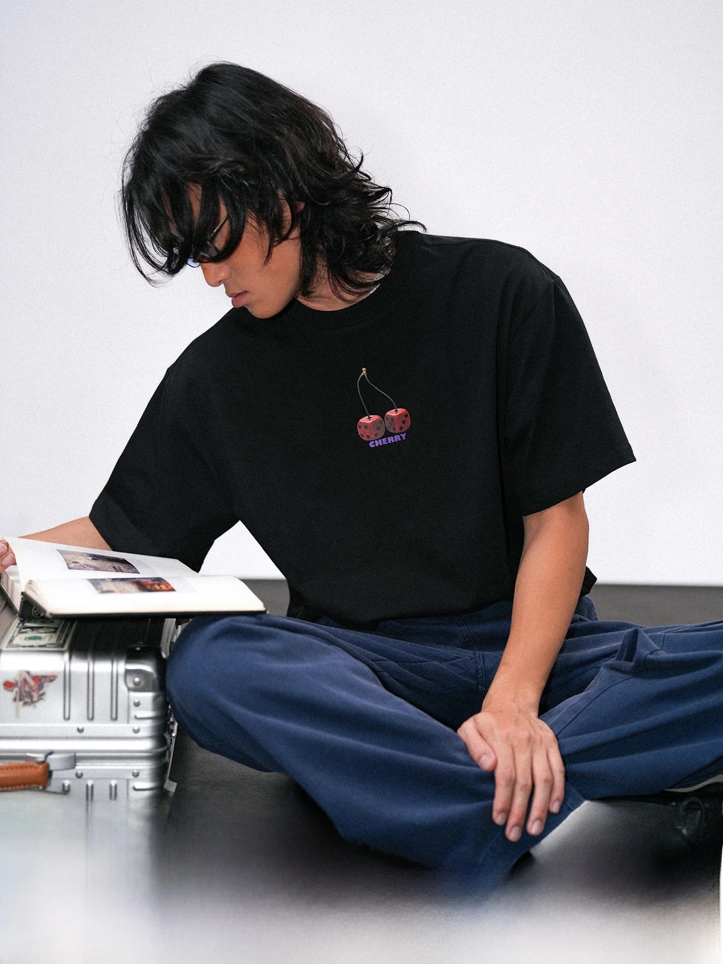 Quick Dry Summer New O3PARK Loose Fit Short Sleeve T-Shirt Cherry Dice Lucky Fruit Print Youth Fashion Knitted Cotton 