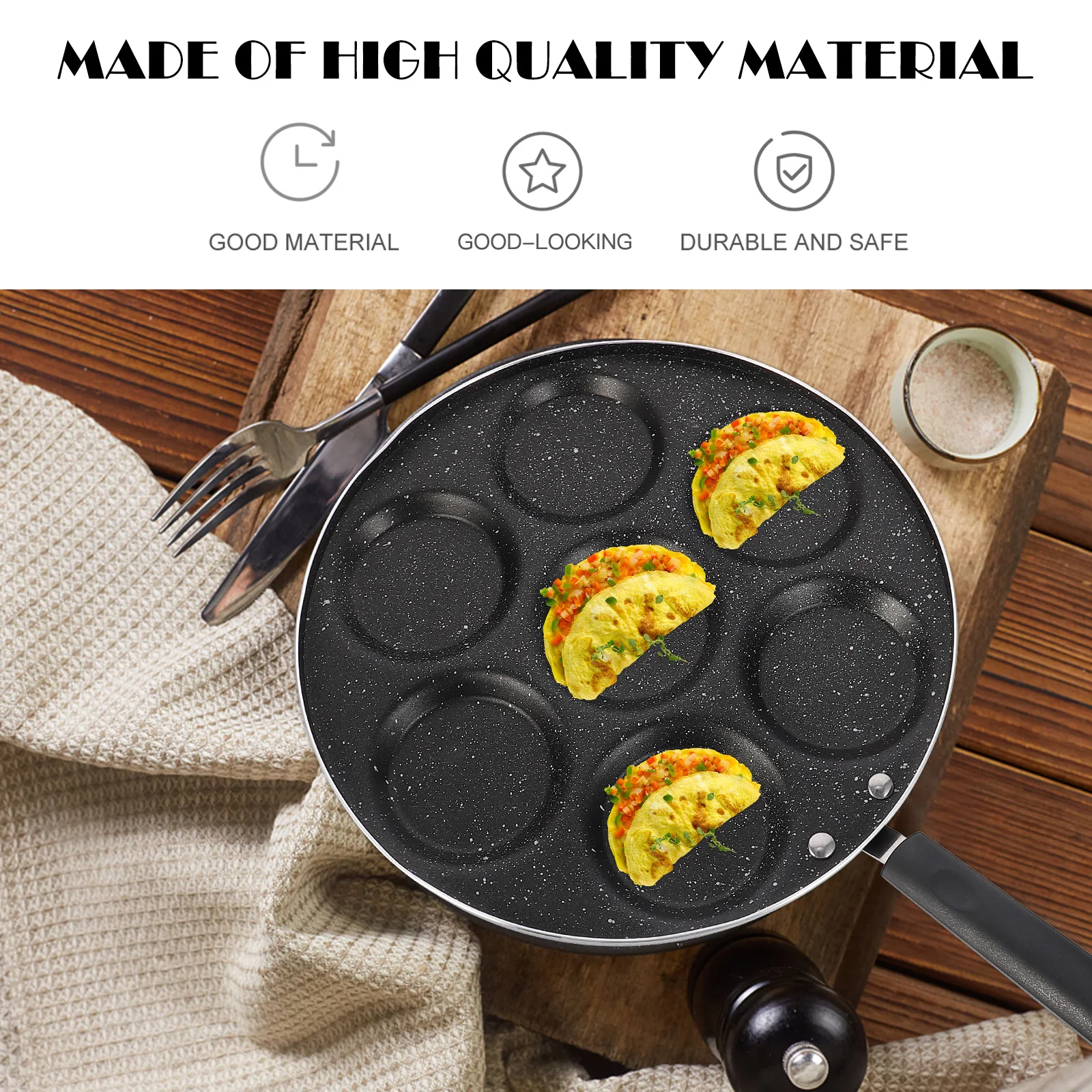 

1PC Fried Egg Pan 7 Compartments Non-Stick Omelette Egg Pan Kitchen Gadget for Home Cooking Restaurant