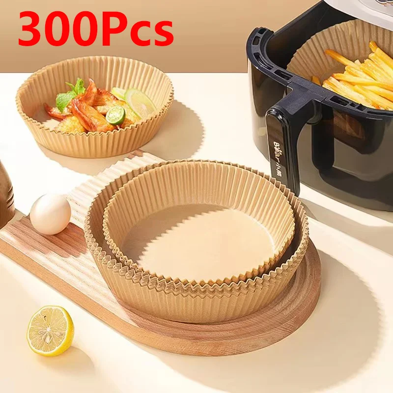 100/300Pcs Air Fryer Disposable Paper Non-Stick Airfryer Baking Papers Round Air-Fryer Paper Liners Paper Kitchen Accessories