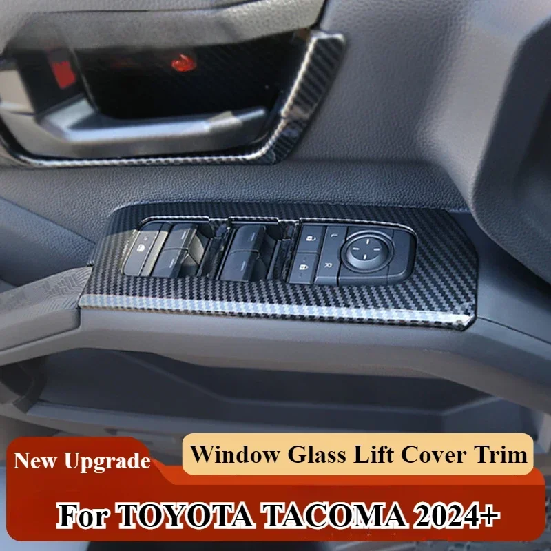 

Carbon Fibre Car Window Glass Lift Cover Trim Fit For TOYOTA TACOMA 2024 2025 LHD Window Switch Button Panel Frame Car Styling