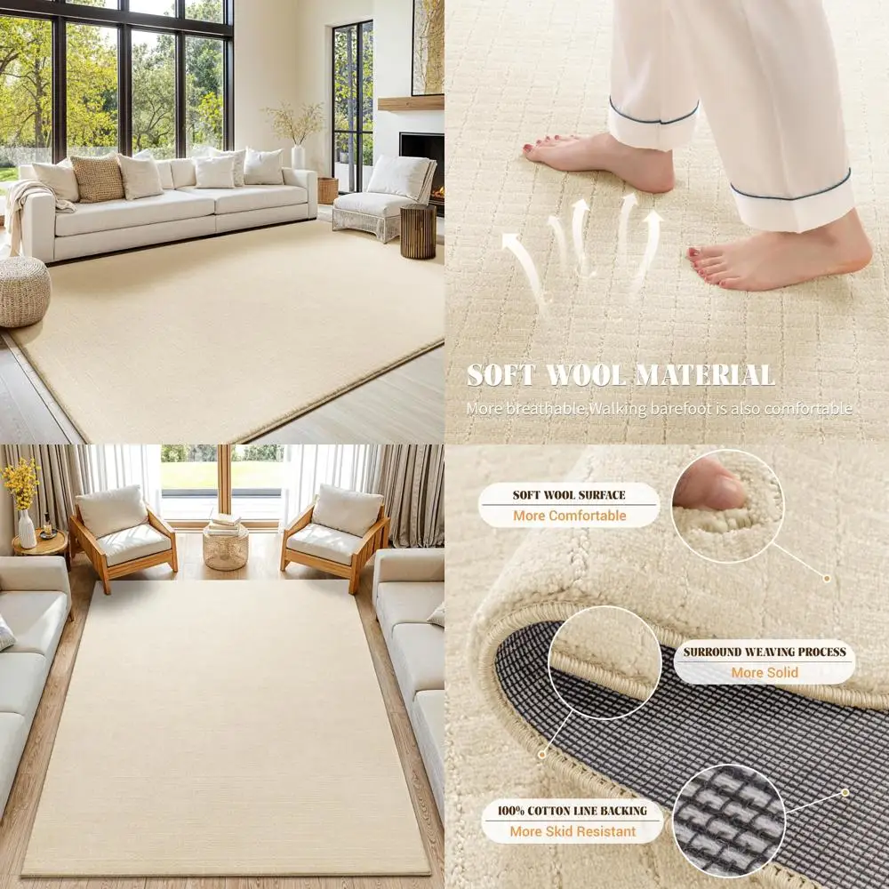 

Shilucheng 4.7x7 Wool-Blend Area Rug with Non-Slip Backing for Living, Bedroom, and Dining Spaces