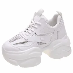 9cm Hidden Heel White Shoes Trendy Women's Shoes New Breathable Thick Bottom Versatile Casual Shoe Comfortable Women's Sneakers