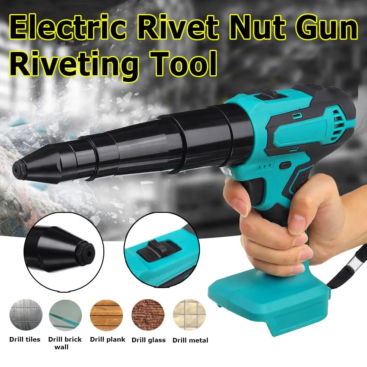 Cordless Electric Rivet Gun 3.2mm-4.8mm Portable Electric Blind Riveter Screwdriver Rvet Nut Rechargeable For Makita 18V Battery