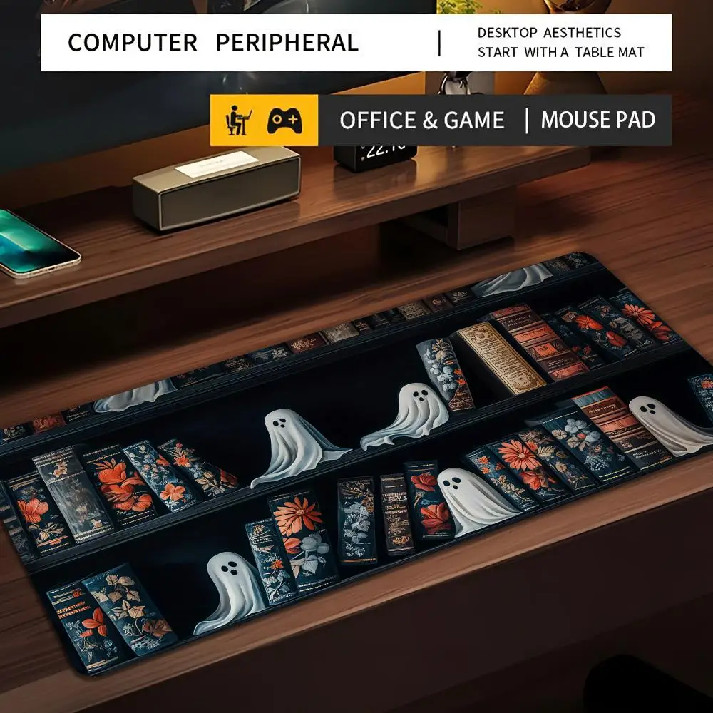 

Dark fairytale cute ghost large Mouse Pad Desk Mat Non-Slip Durable office mouse mat gaming mats with Stitched Edge HD printing
