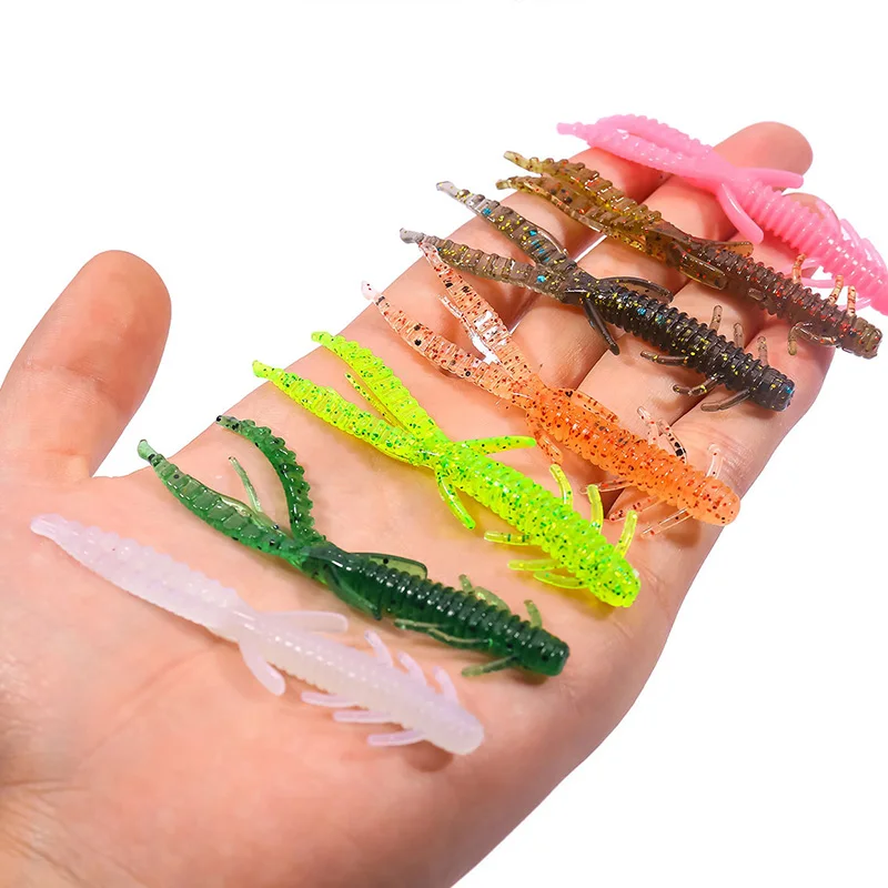 5PCS Salt Smell Silicone Shrimp Soft Lure 7.2cm 1.8g Artificial Rubber Insect Baits Wobblers for Bass Carp Pesca Fishing Tackle